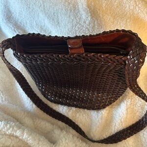 Firenze Italy Genuine Leather Brown Shoulder Bag